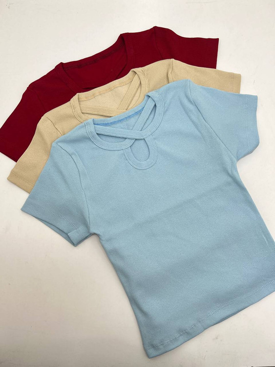 تیشرت یقه ضربدری کبریتی نخ پنبه جنس عالی قد 45 فری سایز از 38 تا 44