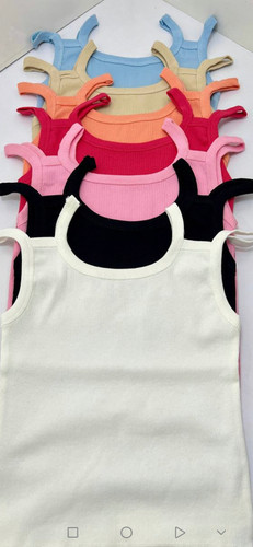 تاپ سرشانه دو بندی ساده کبریتی نخ پنبه فری سایز از 36 الی 44 قد 45